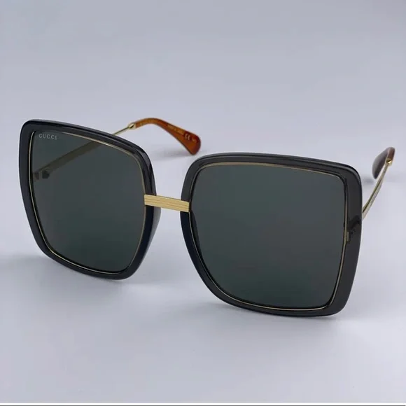 GUCCI Authentic Gold Gray Metal Square Oversized Sunglasses GG0903S 001 60MM NWT - Picture 10 of 16